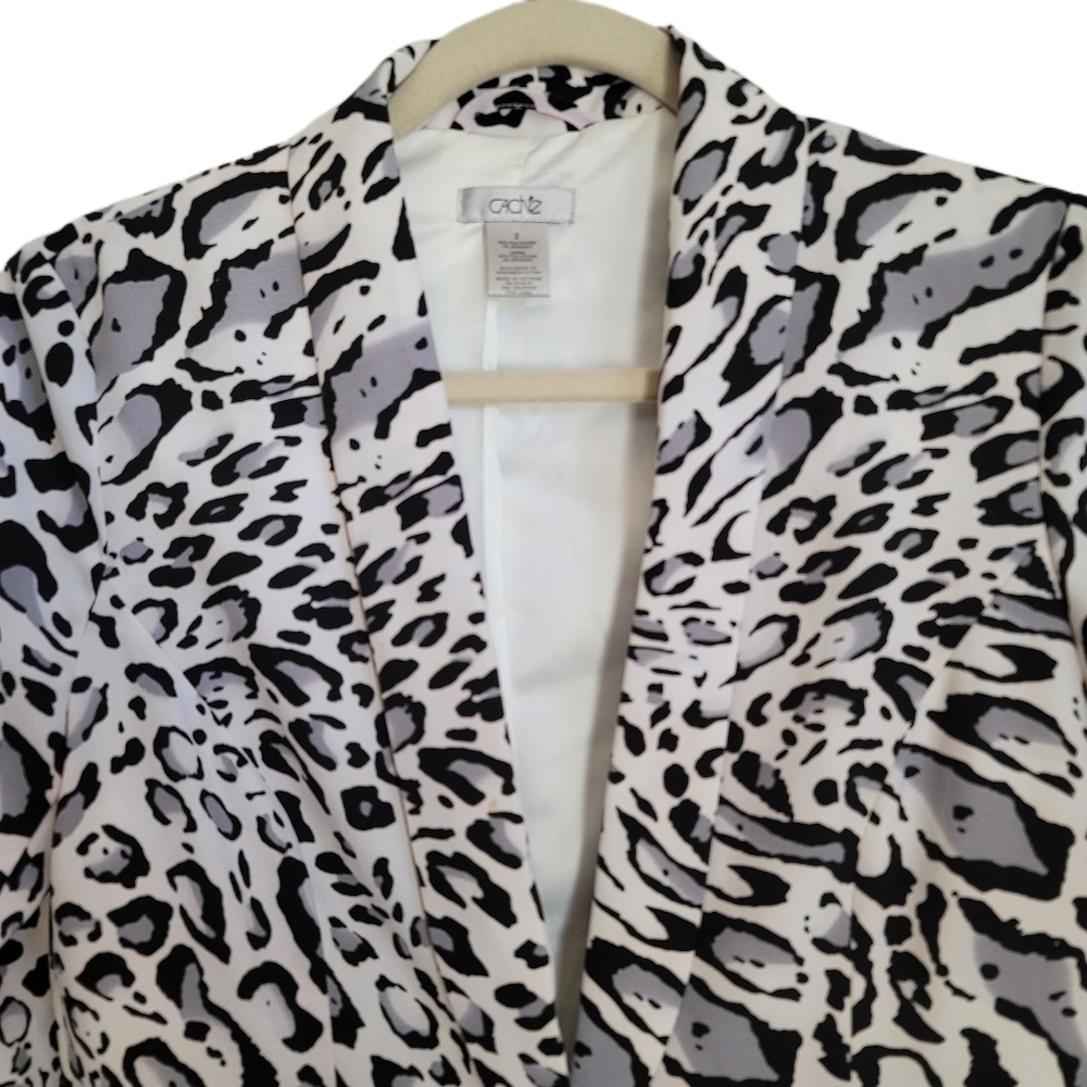 Cache Blazer Womens Size 2 Animal Print One Button Long Sleeve - Picture 2 of 6